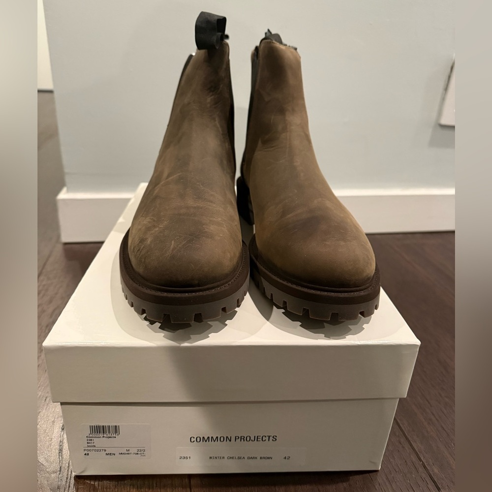 Common Projects Men's Brown Leather Winter Boots NEW sz 42 / US 9